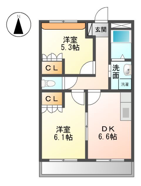 いなべ市北勢町大辻新田のアパートの間取り