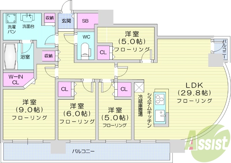 札幌市北区北八条西のマンションの間取り