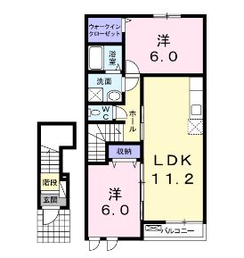 福山市加茂町大字下加茂のアパートの間取り