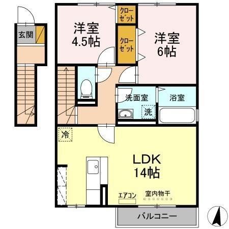 印西市木下南のアパートの間取り