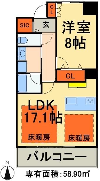 足立区新田のマンションの間取り