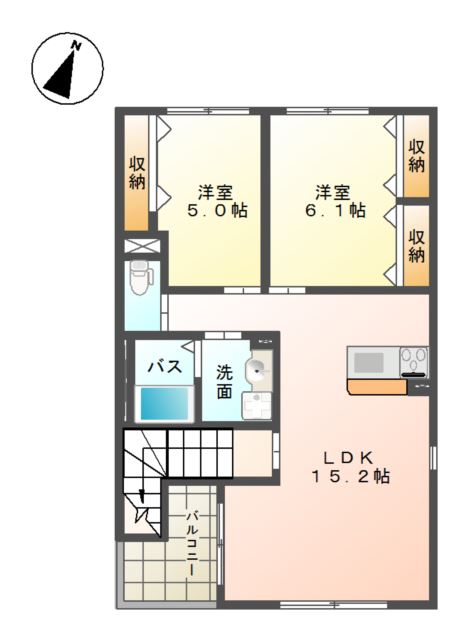 中郡大磯町生沢のアパートの間取り