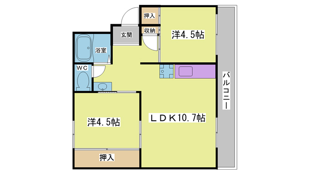 【ドミールサニー君影2号棟の間取り】