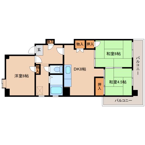 奈良市芝辻町のマンションの間取り