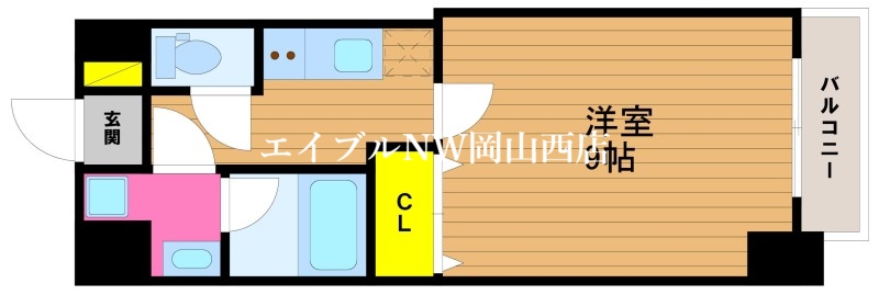 岡山市北区東中央町のマンションの間取り