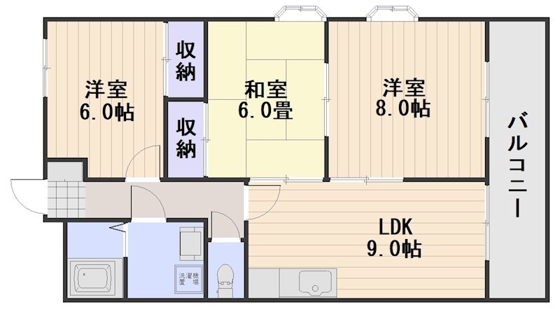 【岡山市中区江並のアパートの間取り】