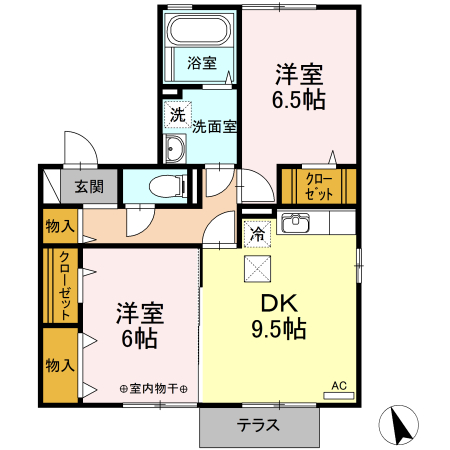 【甲斐市富竹新田のアパートの間取り】