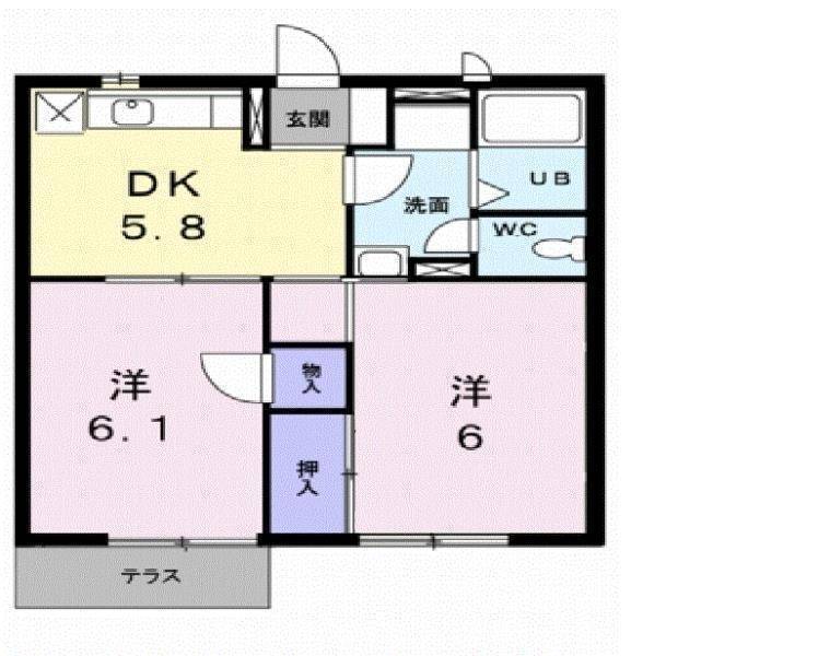 松山市高岡町のマンションの間取り