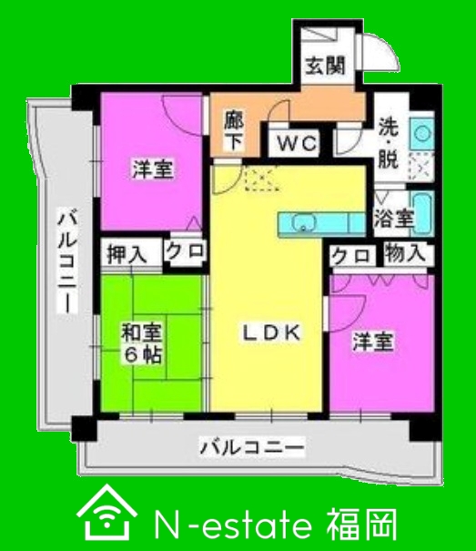 地下鉄空港線 姪浜駅 徒歩8分 6階建 築28年の間取り写真