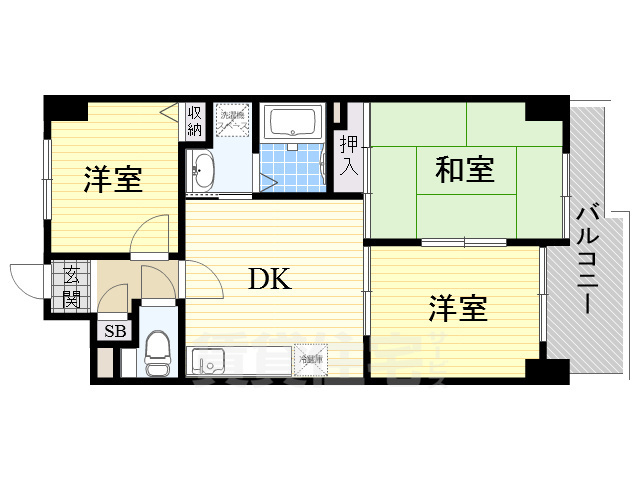 京阪本線 関目駅 徒歩8分 15階建 築38年の間取り写真