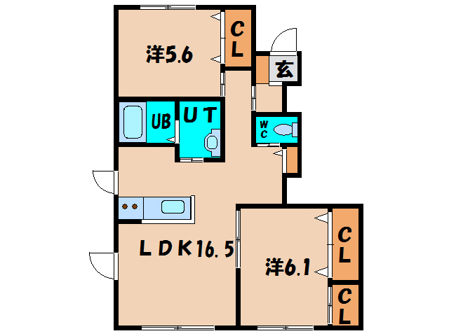 函館市東山のアパートの間取り