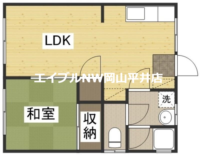 備前市西片上のアパートの間取り