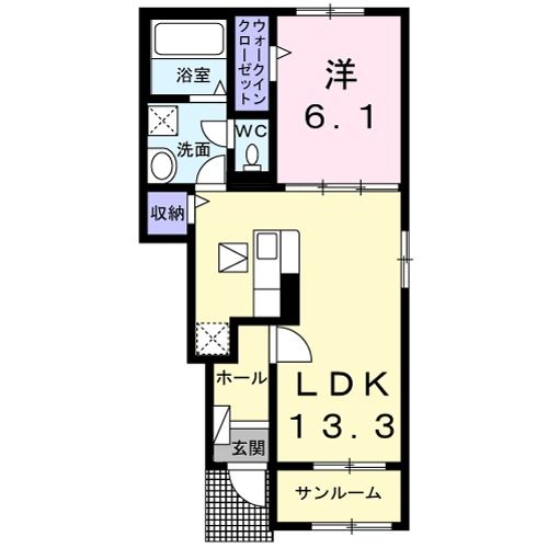 【鹿嶋市平井東のアパートの間取り】