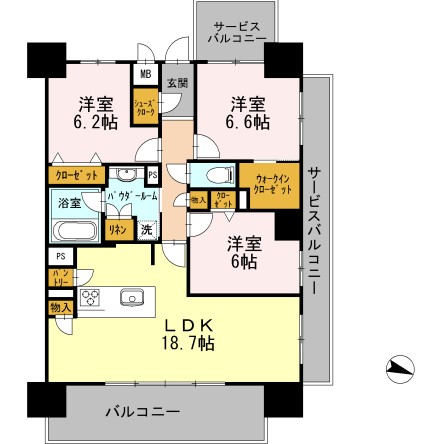 ロイヤルパークスＥＲささしま　EASTの間取り