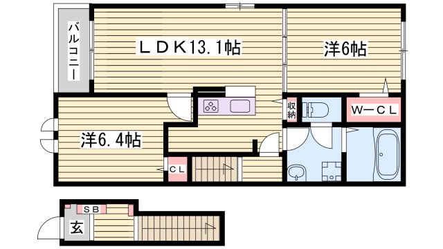 コンフォーティア２　Ａの間取り