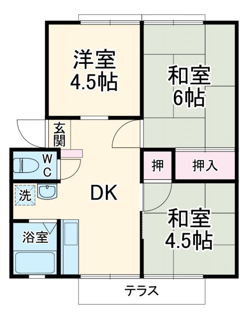 グリーンタウン勝田台Ｂ棟の間取り