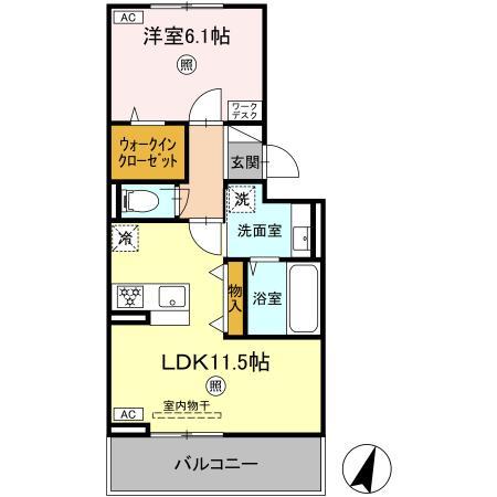 菊池市隈府のアパートの間取り