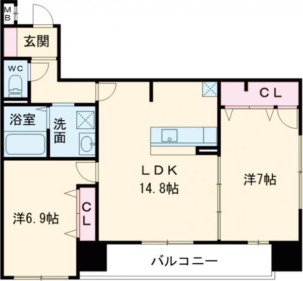 福岡市中央区警固のマンションの間取り