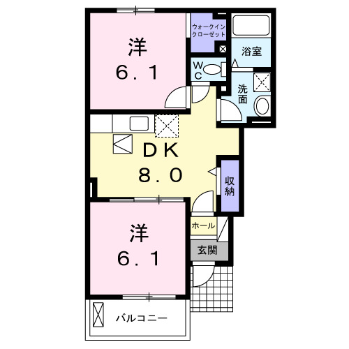 倉敷市真備町有井のアパートの間取り