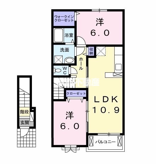 筑後市大字熊野のアパートの間取り