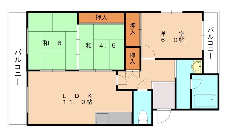 宗像市日の里のアパートの間取り