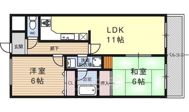 京都市右京区常盤一ノ井町のマンションの間取り