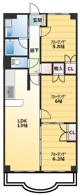 【シャルマン６の間取り】