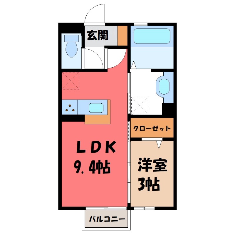 足利市福富町のアパートの間取り