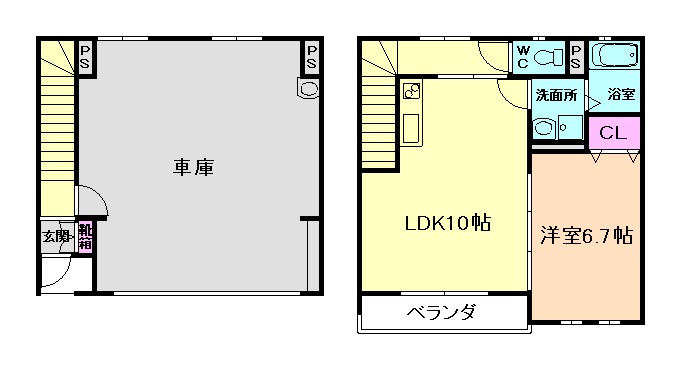 箕面市桜ケ丘のアパートの間取り