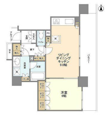 千代田区神田練塀町のマンションの間取り