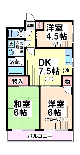 国分寺市東恋ヶ窪のマンションの間取り