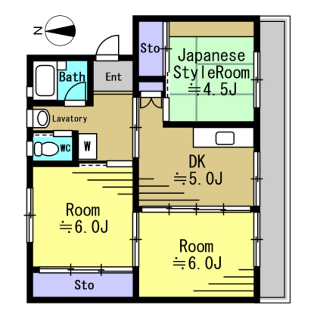 能代市能代町のマンションの間取り