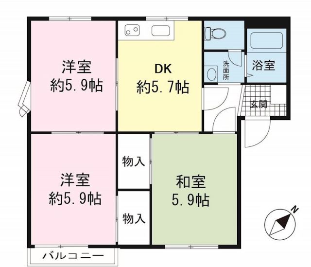 三島市中島のアパートの間取り