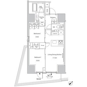 新宿区市谷田町のマンションの間取り