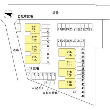 【三井郡大刀洗町大字本郷のアパートの駐車場】