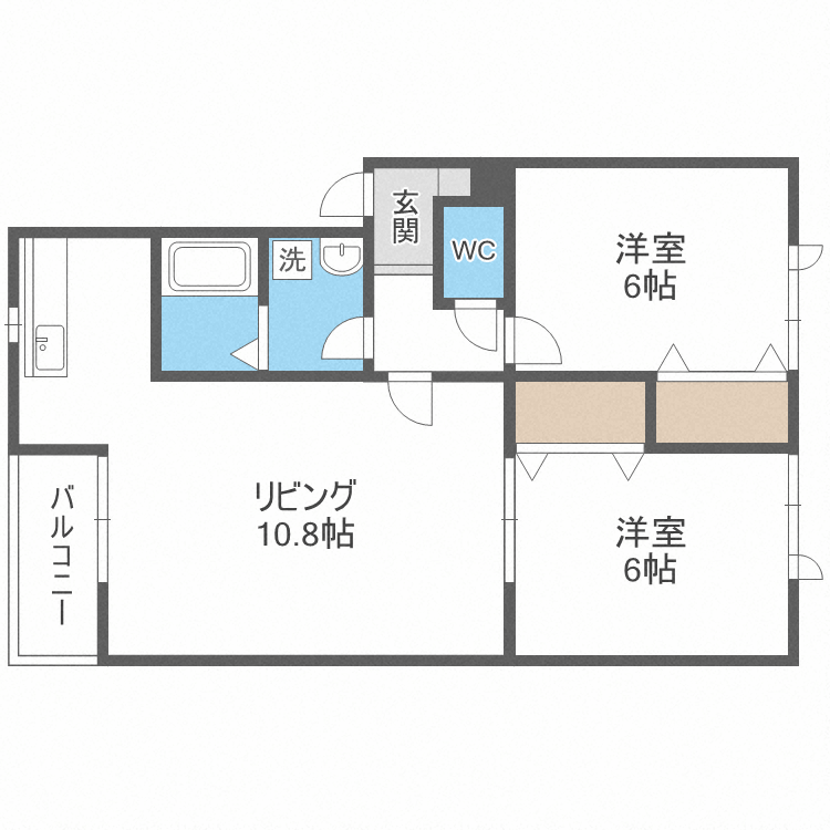 【札幌市西区西町南のアパートの間取り】