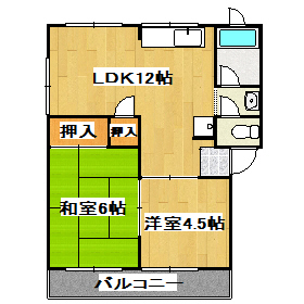 加古川市別府町新野辺のアパートの間取り