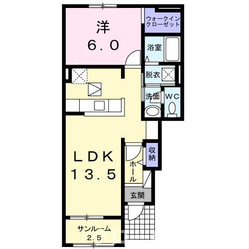 丸亀市津森町のアパートの間取り