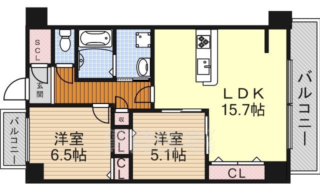 名古屋市中川区石場町のマンションの間取り