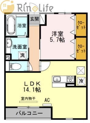 八尾市中田のアパートの間取り