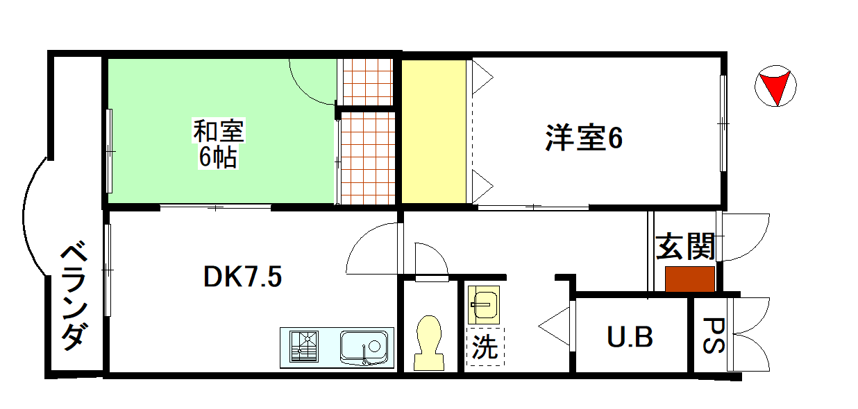 ＪＲ可部線 下祇園駅 徒歩9分 4階建 築39年の間取り写真
