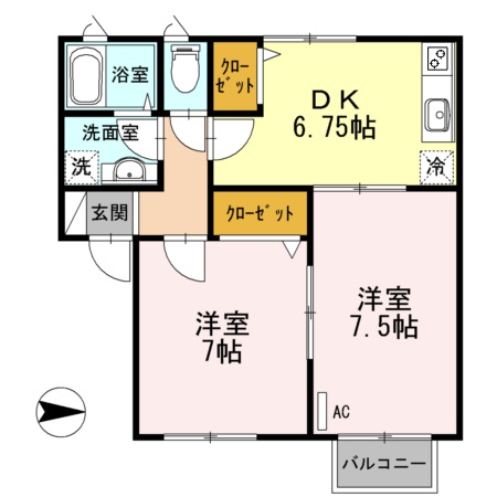 五泉市駅前のアパートの間取り