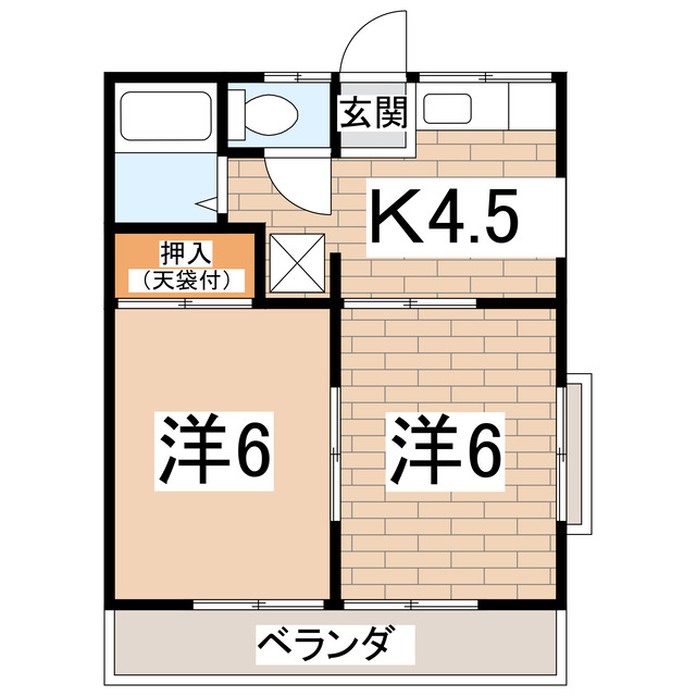 袖ケ浦市蔵波台のアパートの間取り