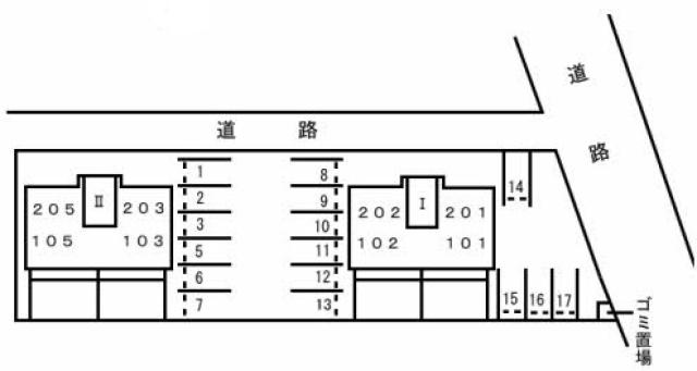 【メゾン竹島 II棟の駐車場】