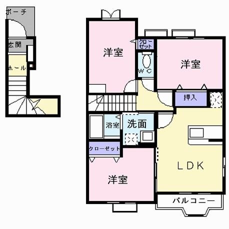 【加東市上中のアパートの間取り】