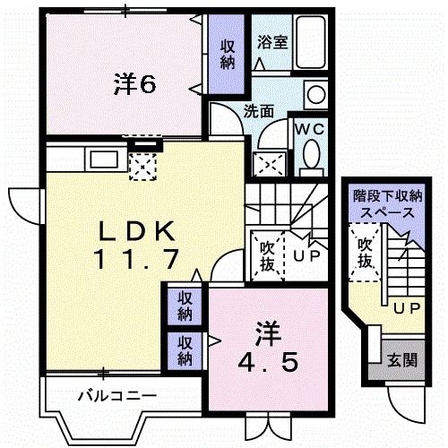 静岡市葵区松富のアパートの間取り