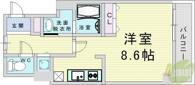 大阪市福島区玉川のマンションの間取り