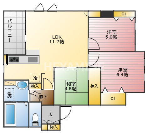 長崎市小峰町のマンションの間取り