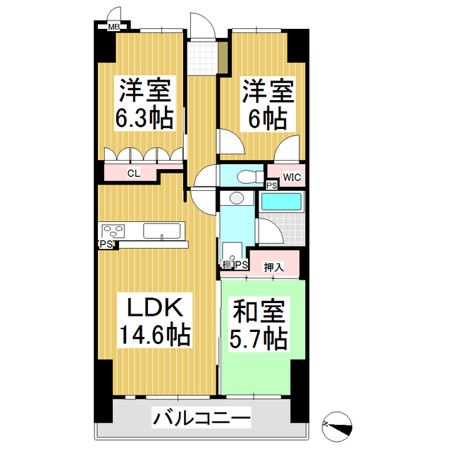 サーパス丸堀　９０４号の間取り