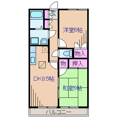 横浜市港北区大豆戸町のアパートの間取り